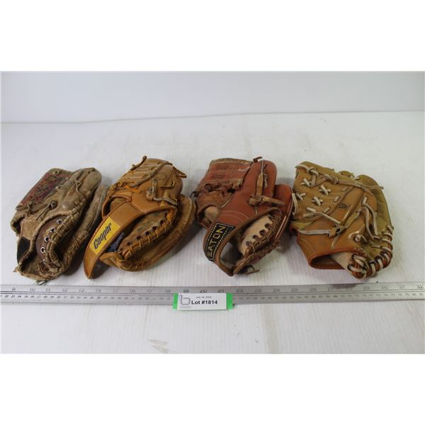 (4) Baseball Gloves (4 Left Hand) - Eaton - Cooper