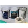 Image 2 : (3) Open Cans of Primer - Adhesive Trowels - Drywall Mud Knives - Rubber Gloves - Paper Tape