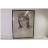 Image 1 : Framed Charcoal Drawing of Lady (24 1/2" x 18 1/2")