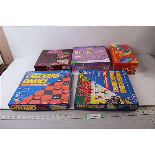 (5) Board Games - Scribblish, An Evening of Murder, Checkers