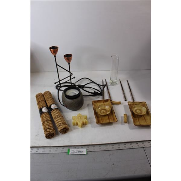 Candle Holders, Chop Sticks, Trays, Miniature Bowls, Sentry Warmer, Misc.