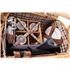 Image 4 : Large Wicker Picnic Basket with Items