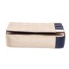 Image 4 : Chanel Beige Blue Satin Chocolate Bar Chain Shoulder Bag