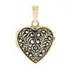 Image 1 : NEW 14k Yellow Gold Engraved Floral Work w/ Black Enamel Heart Locket Pendant