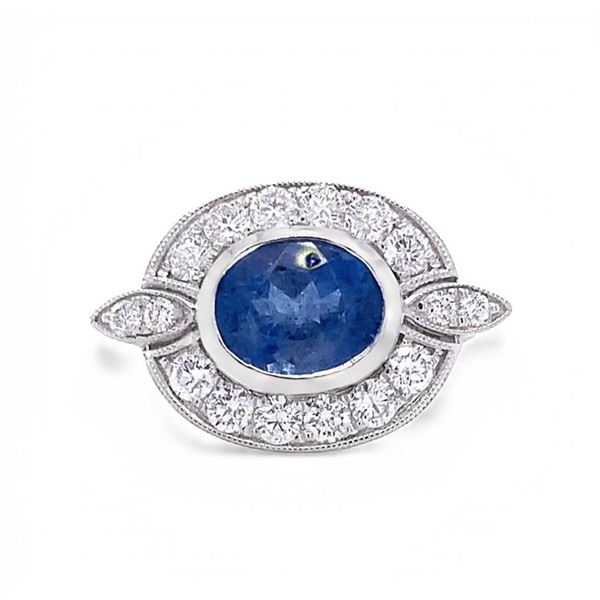 2.00 ctw Aquamarine and 0.83 ctw Diamond 18K White Gold Ring