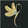 Image 2 : Vintage Italian 18k Gold Cabochon Turquoise w/ Textured Petals Flower Brooch Pin
