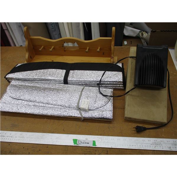 Hand Made Wooden Shelf/Hanger w/ Piggy Cut Out, Interior Warmer & (2)Window Solar Screens