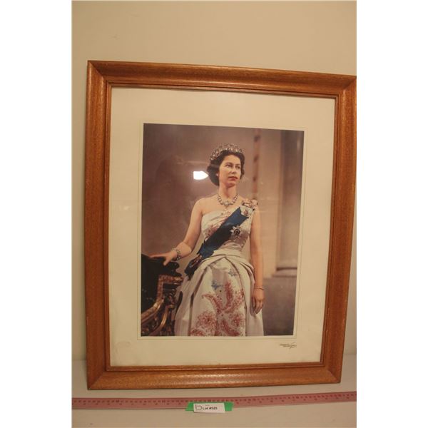 Framed Queen Elizabeth Picture (Some Moisture as Pictures) - 28.5"x23.5"