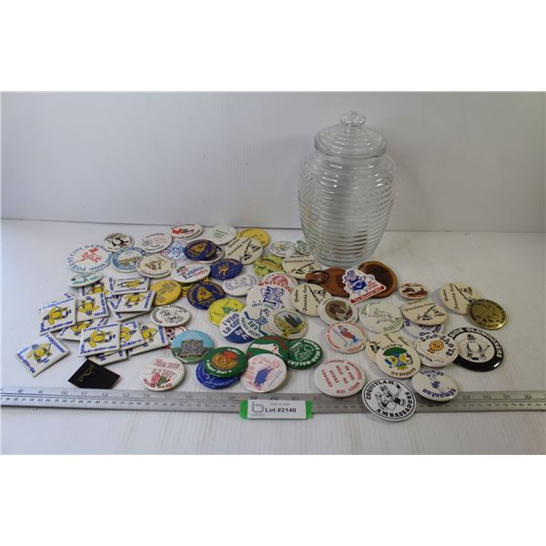 Jar of Assorted Button Pins