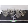 Image 1 : (7) Lot of Vintage Clear Glass: Hand Painted Creamer; Bubble Vase & Misc.