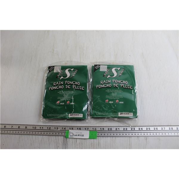 (2)Saskatchewan Roughriders Rain Poncho - Size Youth