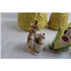 Image 3 : (2) Yellow Folk Tale Canister Jars, (2) Pairs Salt and Pepper Shakers, Corn Napkin Holder