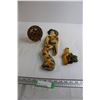 Image 1 : Vintage Chalkware Japanese Girl, Yellow Bird, Clock - Untested
