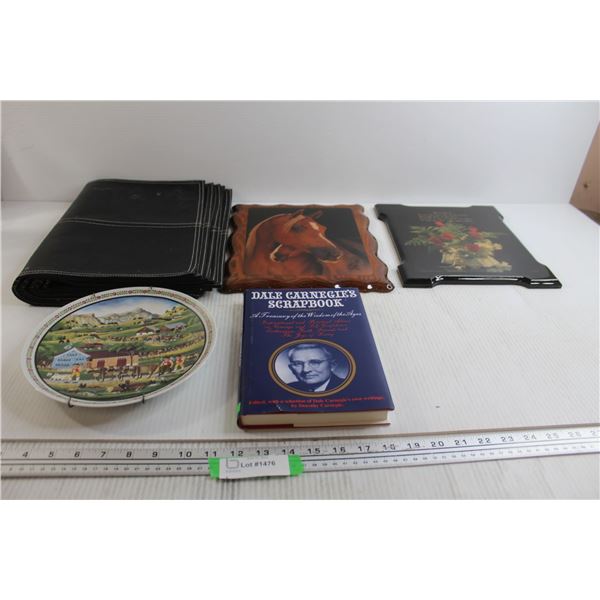 (2) Decorative Wall Hangings, Dale Carnegie Book, Misc.