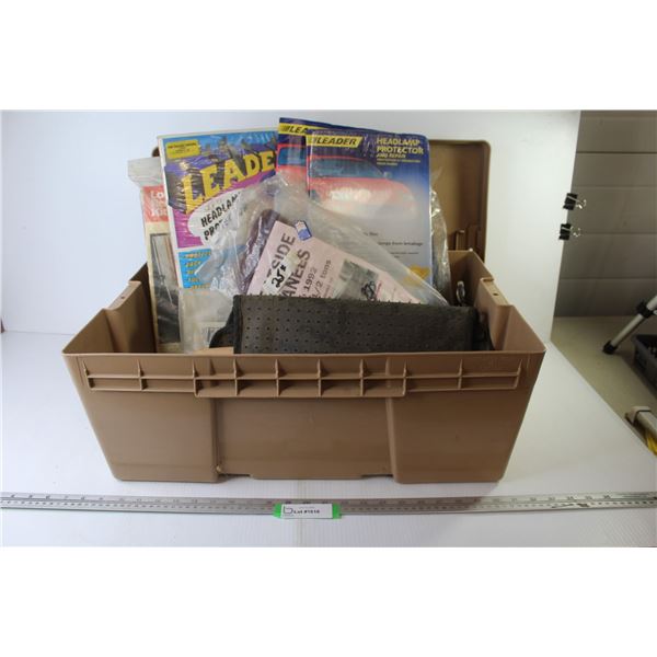 Lilydale Plastic Tote - (3) Packs of Head lamp Protectors - Auto Bench Seat Cover - Seat Side Panels