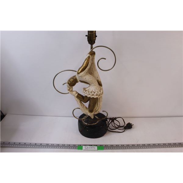 Vintage Chalkware Ballerina Lamp - No Shade Untested & 21" Tall Without Harp