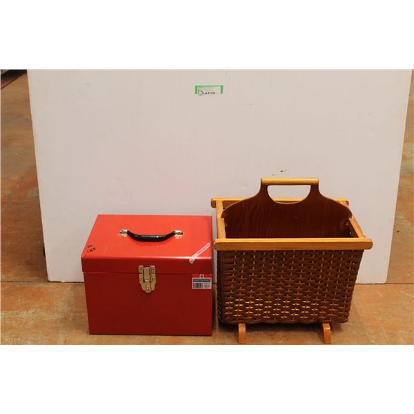 *(2) Red Metal Storage / Tool Box