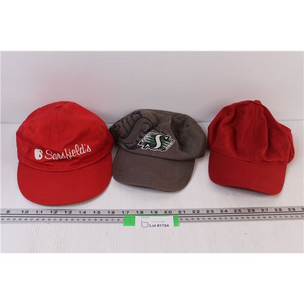 (3) Baseball Hats: Roughriders, Sarsfields, Misc.