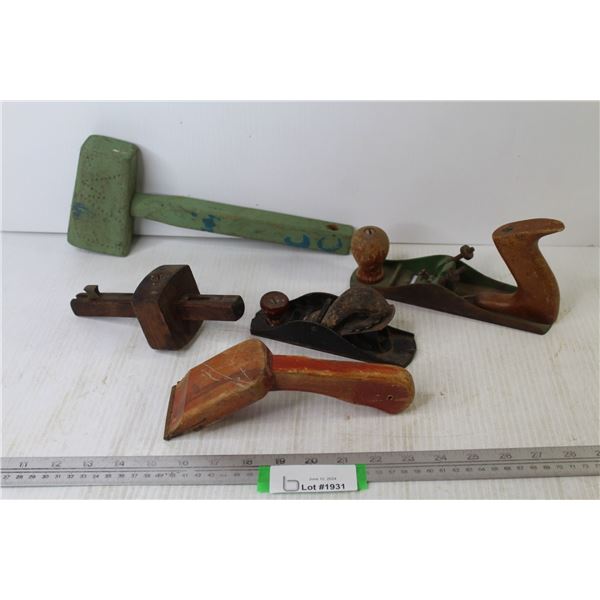 Vintage Tools - Planes - Wooden Mallet - Scribe - Scraper?