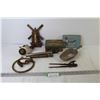 Image 1 : Vintage Items - Towel Holder - Thermometer - Tabacco Tins - Scribe - Hand Air Pumps - Hand Grinder