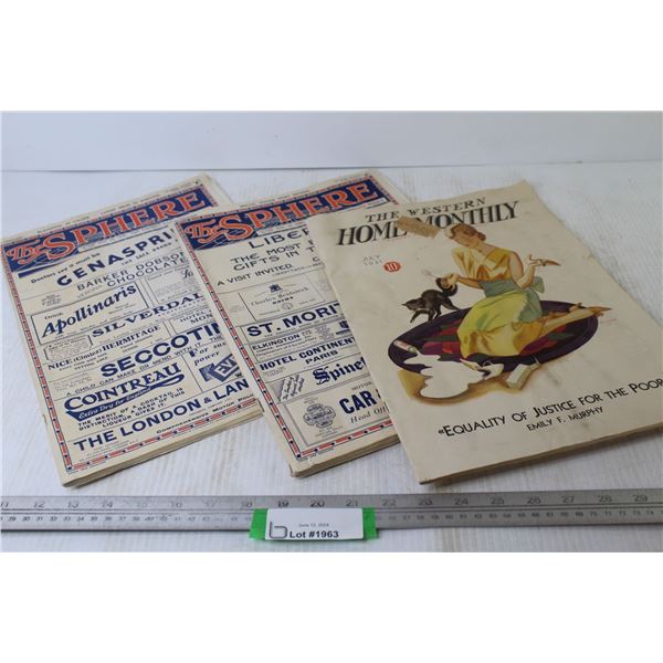 Vintage Advertisement Magazines - (2) 1930 The Sphere - )1) 1939 The Western Home Monthly