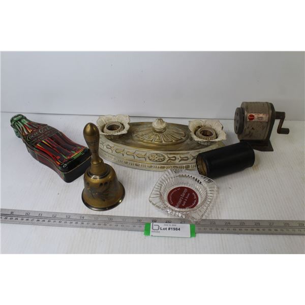 Apsco Giant Pencil Sharpener - Wall/Ceiling Light - Coca-Cola Tin - Brass Bell - Nelson's Garage Wei