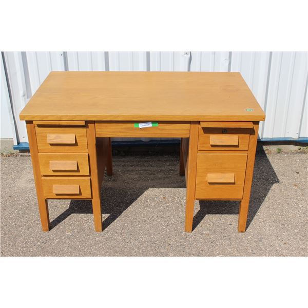**Wood Office Desk - Five Drawers - 50" x 30" x 31"