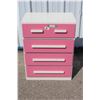 Image 1 : **Pink Four Drawer Tallboy Dresser - 28" x 17" x 37.5"