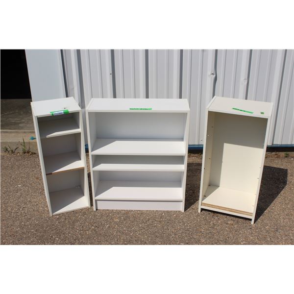 **(3) Adjustable Shelving Units - Various Sizes