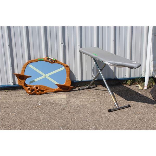 **Wooden Framed Mirror - 36" x 26" & Ironing Board