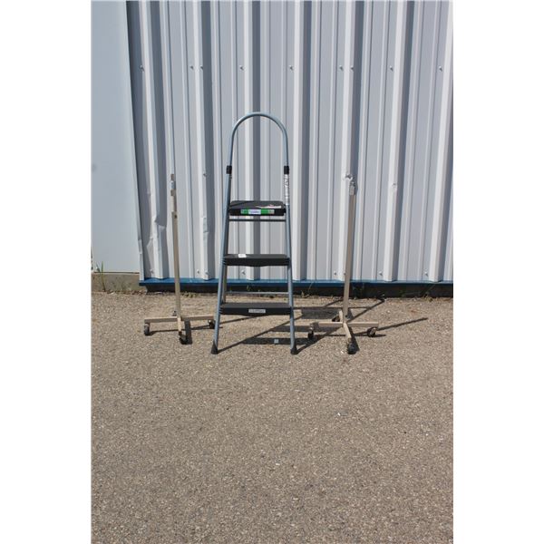 **Three Step Step Ladder & (2) Rolling Stands