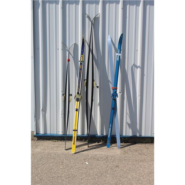 **(4) Vintage Cross Country Skis - 65" & (2)69" & 81"