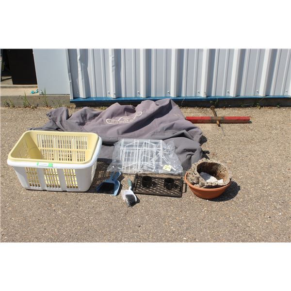 ** (2) Laundry Baskets, BBQ Cover, Closet Insert, Misc.