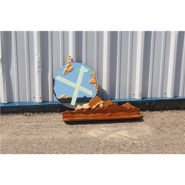 ** Mirror w/Wooden Shelf