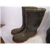 Image 5 : Wooden Ammunition Box (no lid) and (3) Pairs of Rubber Boots-Size 11,6 and3