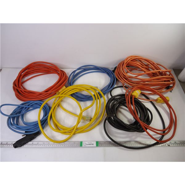 (7) Extension Cords in Various Lengths, (1) has a bit of damage