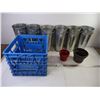 Image 1 : (6) Galvanized Tall Buckets with Handles,(2) Planters and Plastic Tote