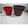 Image 4 : (6) Galvanized Tall Buckets with Handles,(2) Planters and Plastic Tote