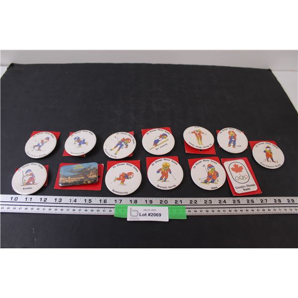 (13) Olympic Button Pins Collection