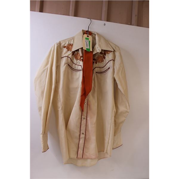 *Boots, Brims & Britches Western Shirt & Kerchief (Has Red Stain as pictured) - Size Large Approx