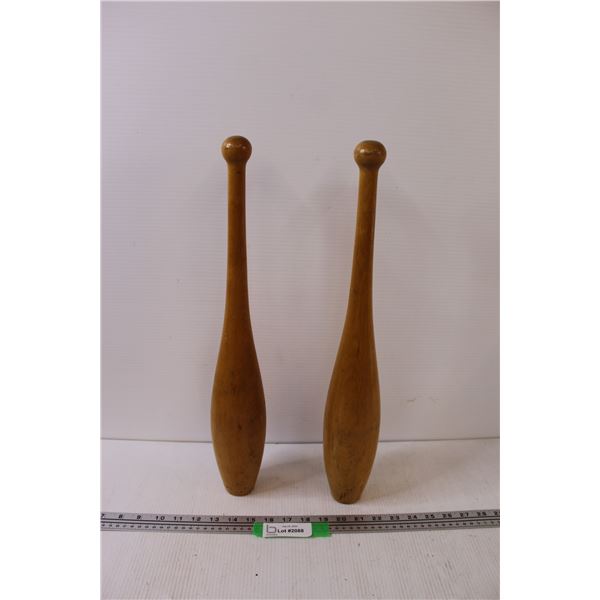 (2) Wooden Juggling Pins - 20"Tall