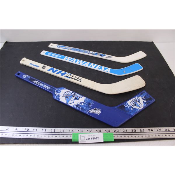 (4) Mini Hockey Sticks: Blades, NHL, Misc.