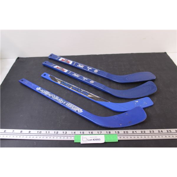 (4) Mini Hockey Sticks: Winnipeg Jets, Toronto Maple Leafs, Misc.