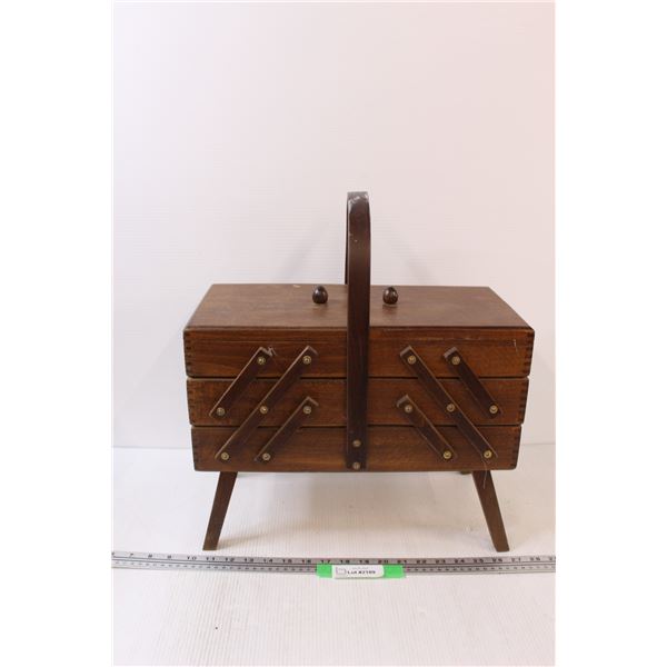 Wooden Accordion Sewing Storage Box - 17" x 12" x 8"