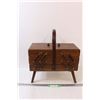 Image 1 : Wooden Accordion Sewing Storage Box - 17" x 12" x 8"