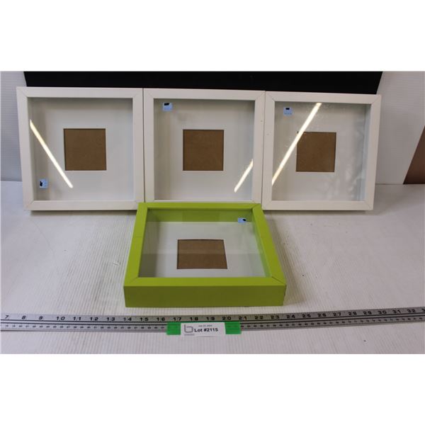 (3) White Picture Frames & (1) Green - 10" x 10"