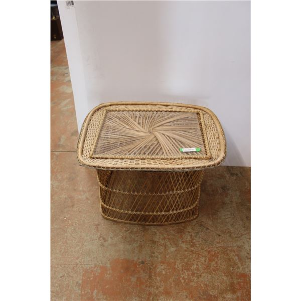 *Wicker Table w/ Plexi Glass Topper - 31"x 24"x21"