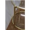 Image 2 : * Brass Round End Table w/ Glass Top & Shelf - 22" Wide x 21" Tall