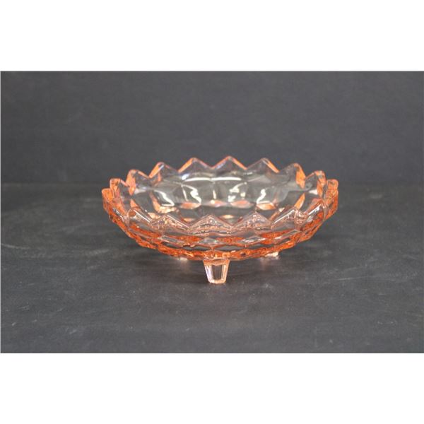 Pink Depression Glass Footed Candy Dish