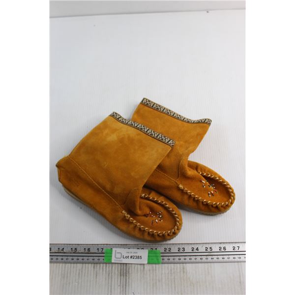 Suede Moccasin Boots - Size 8 - Made in Canada